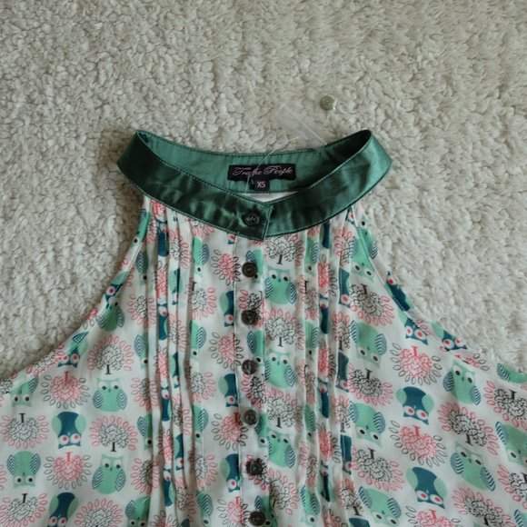 Traffic People Collar Dress with Cute Owl Print - Picture 2 of 5